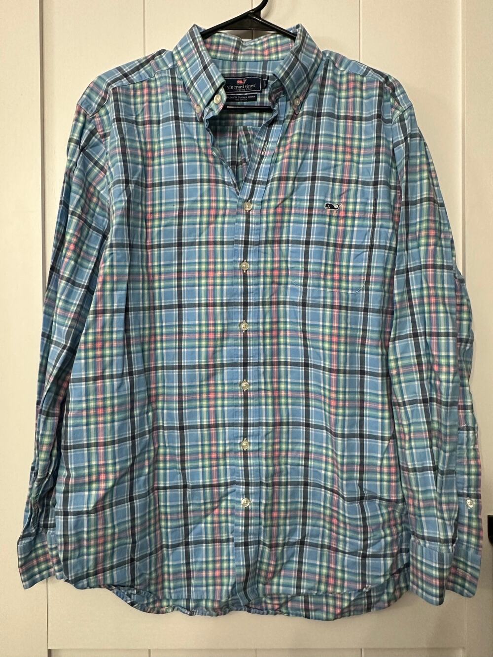 Vineyard Vines SLIM FIT TUCKER SHIRT pastel plaid men’s size XL EUC